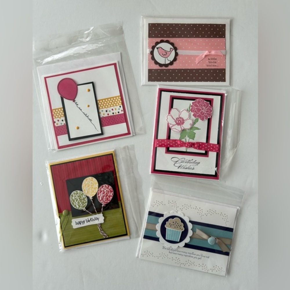 SET OF 5 HANDMADE STAMPIN UP! BIRTHDAY CARDS BUNDLE
